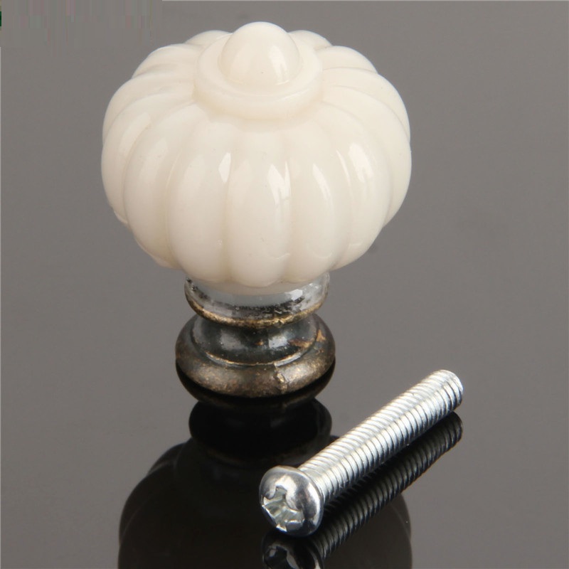 Furniture Hardware Handles - 1pcアクリルアイボリーホワイトパンプキン内閣ノブキッチン食器棚洋服タンスドレッサーの引き出し家具ハードウェア