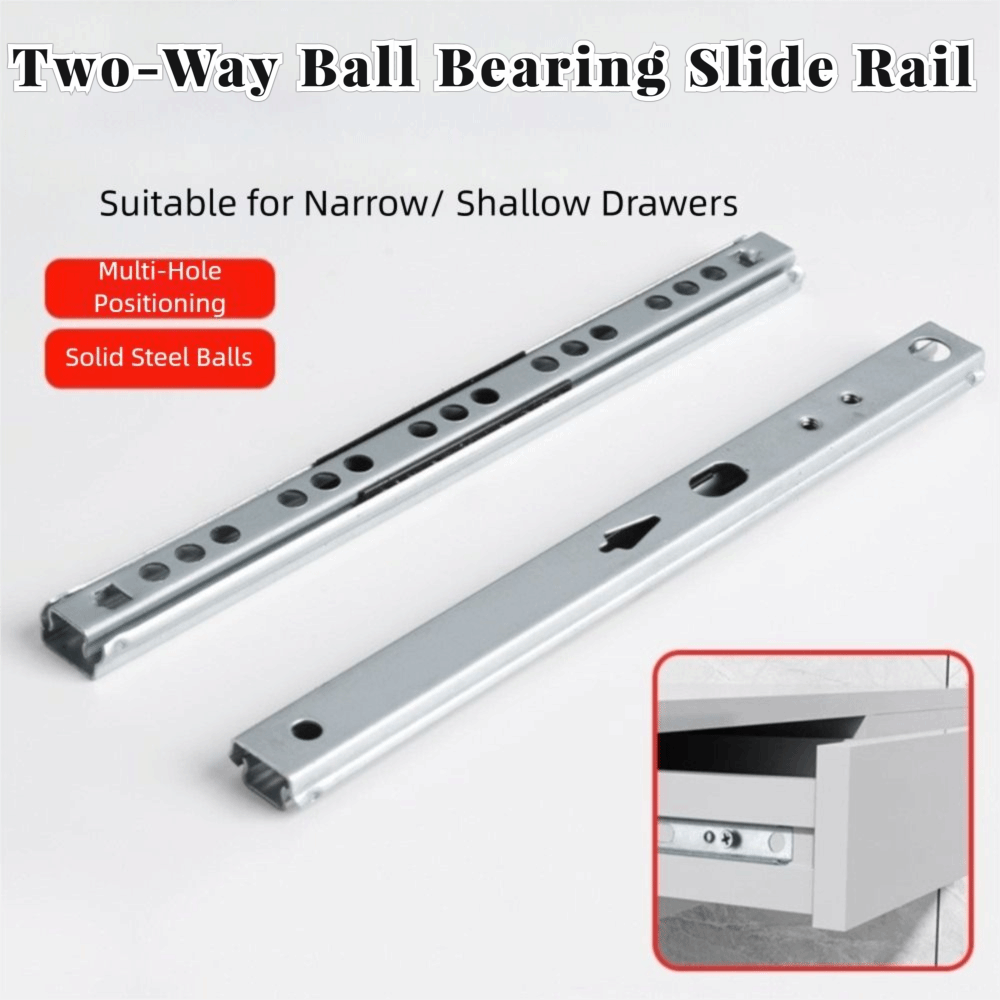 Drawer Slide Pair - 2 個のスムーズグライドベアリング引き出しスライド双方向スライドハードウェアアクセサリー引き出しレール幅 17 ミリメートルフルエクステンション