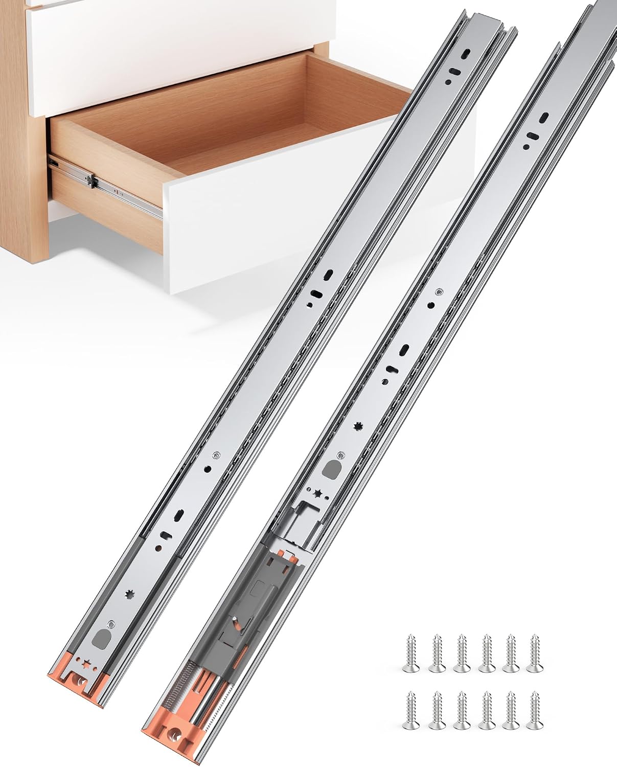 Drawer Slide Pair - 24インチ サイドマウント ソフトクローズ ドロワースライド フルエクステンション ヘビーデューティー