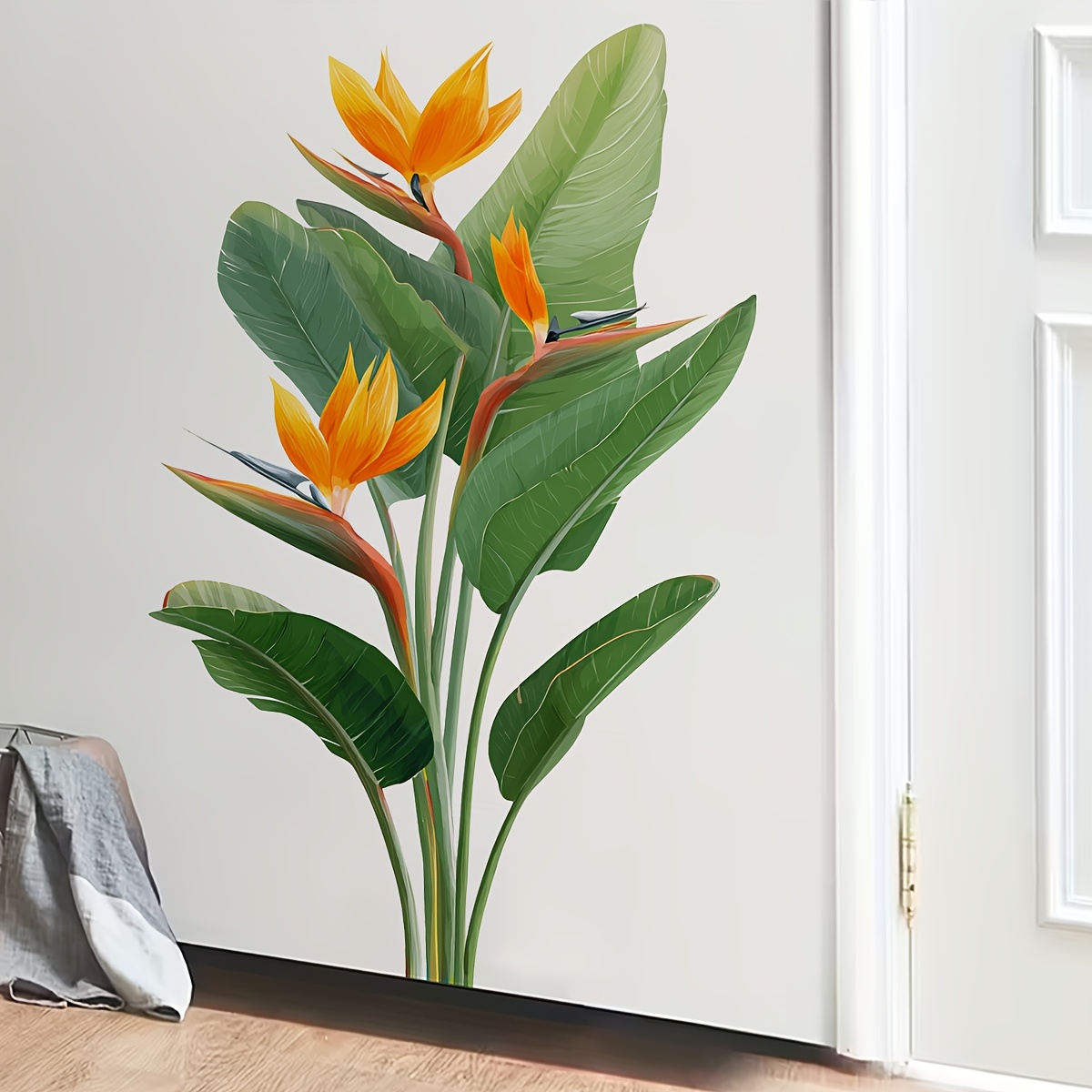 Furniture Paradise & Hardware Ghaziabad Reviews - ジャングルリーフウォールステッカー1枚、極楽鳥花植物ステッカー、ホームルーム、寝室、リビングルーム、バスルームの壁装飾ウォールデカールに最適
