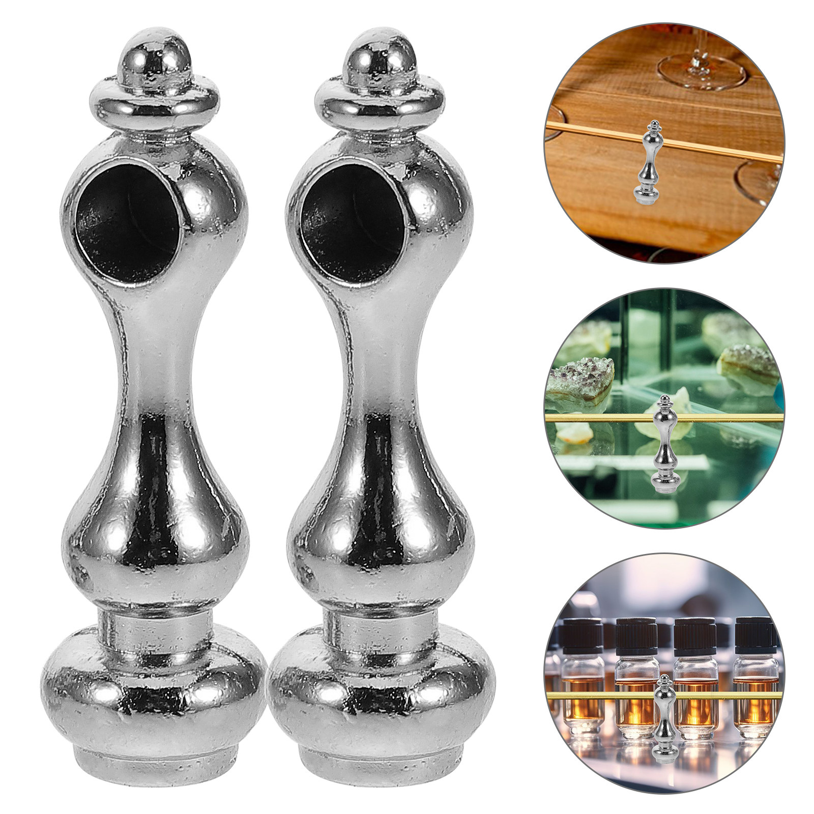 Furniture And Hardware - 4個入り手すりアクセサリー 家具金具 金属製ポストエンドキャップ ガラスキャビネット ワインカート用装飾コネクター