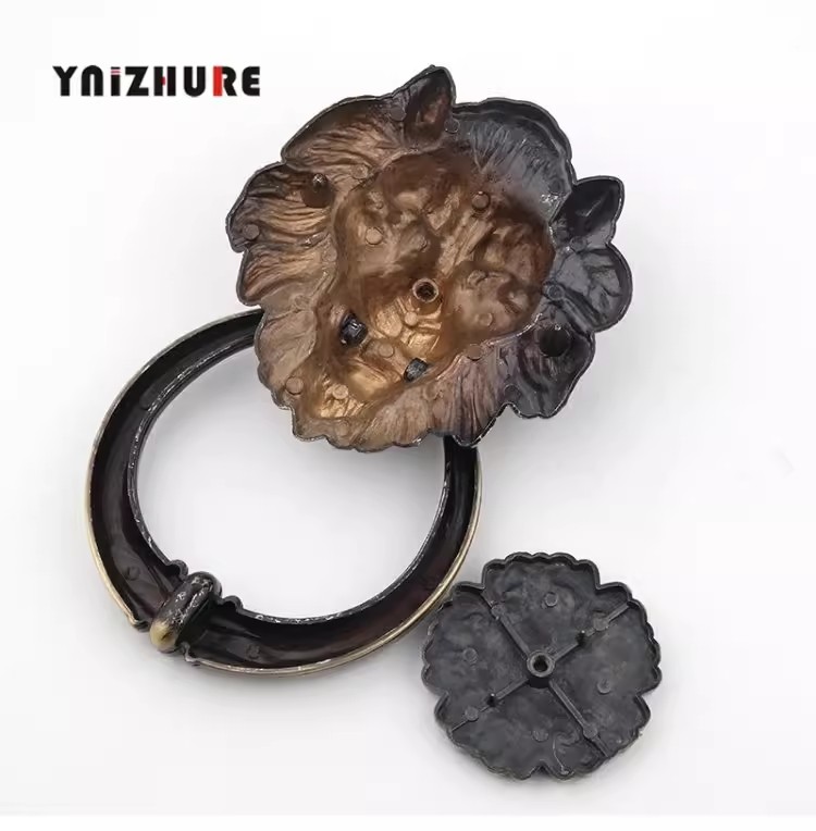 アンティークブロンズライオンヘッドハンドルドアノッカー木製ド - Furniture Hardware Handles のレビューと価格