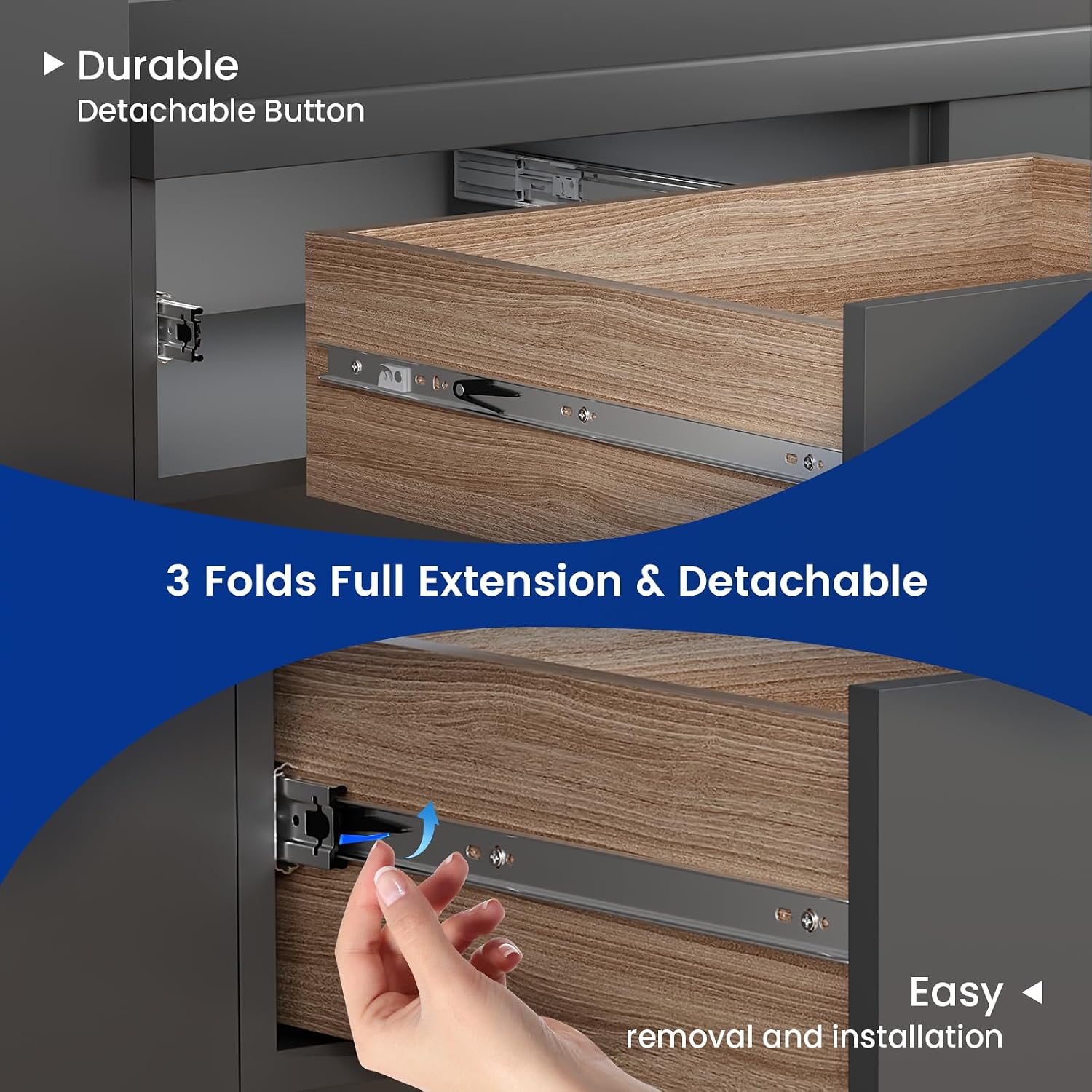 22インチ サイドマウント ソフトクローズ ドロワースライド - Drawer Slide Pair のレビューと価格