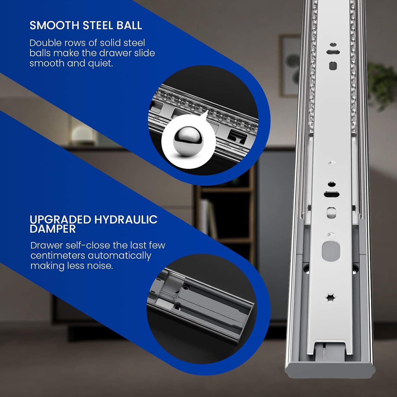 22インチ サイドマウント ソフトクローズ ドロワースライド - Drawer Slide Pair のレビューと価格