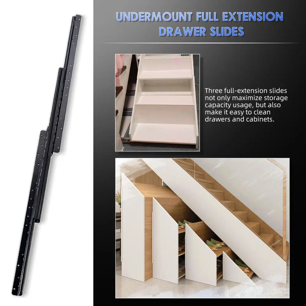 アンダーマウント型ヘビーデューティー引き出しスライド、フルエ - Drawer Slide Pair のレビューと価格