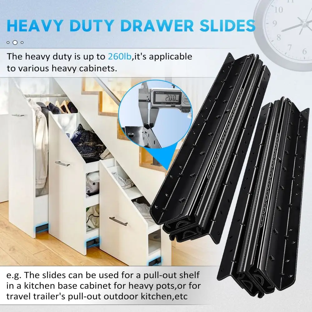 アンダーマウント型ヘビーデューティー引き出しスライド、フルエ - Drawer Slide Pair のレビューと価格