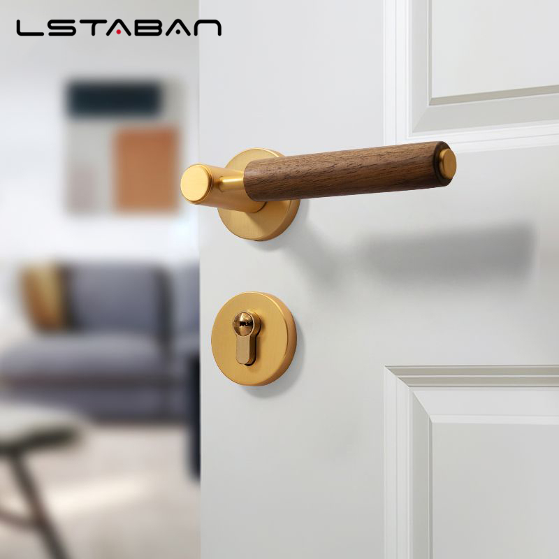 スプリットミュート盗難防止ドアロック北欧手作りクルミ材ハンド - Furniture Hardware Handles のレビューと価格