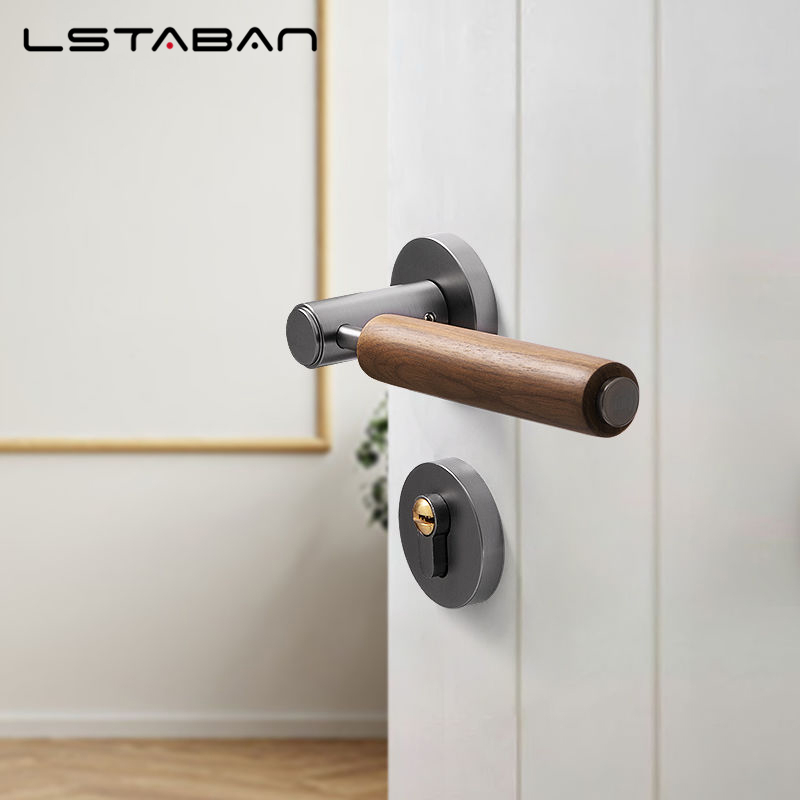 スプリットミュート盗難防止ドアロック北欧手作りクルミ材ハンド - Furniture Hardware Handles のレビューと価格