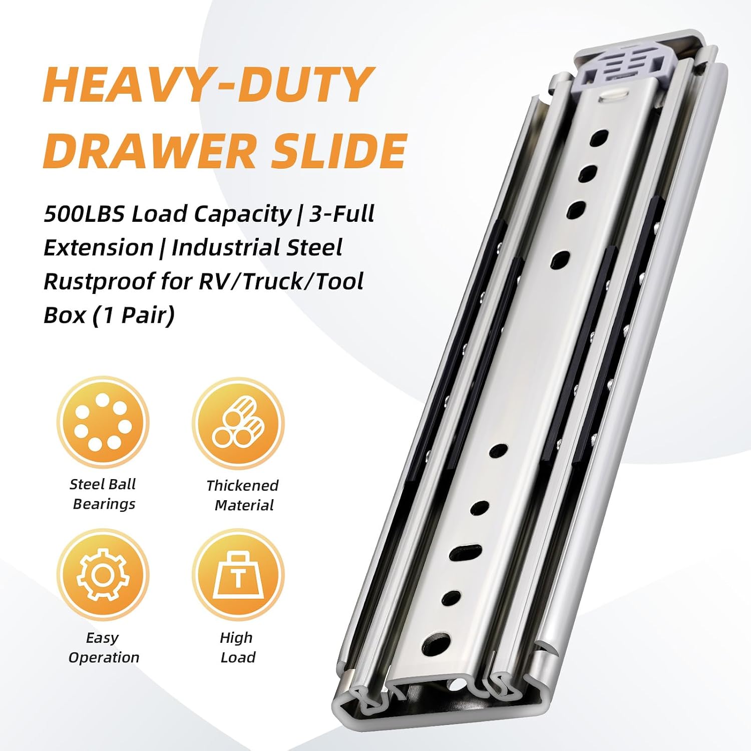 48インチヘビーデューティーサイドマウント引き出しスライド、 - Drawer Slide Pair のレビューと価格