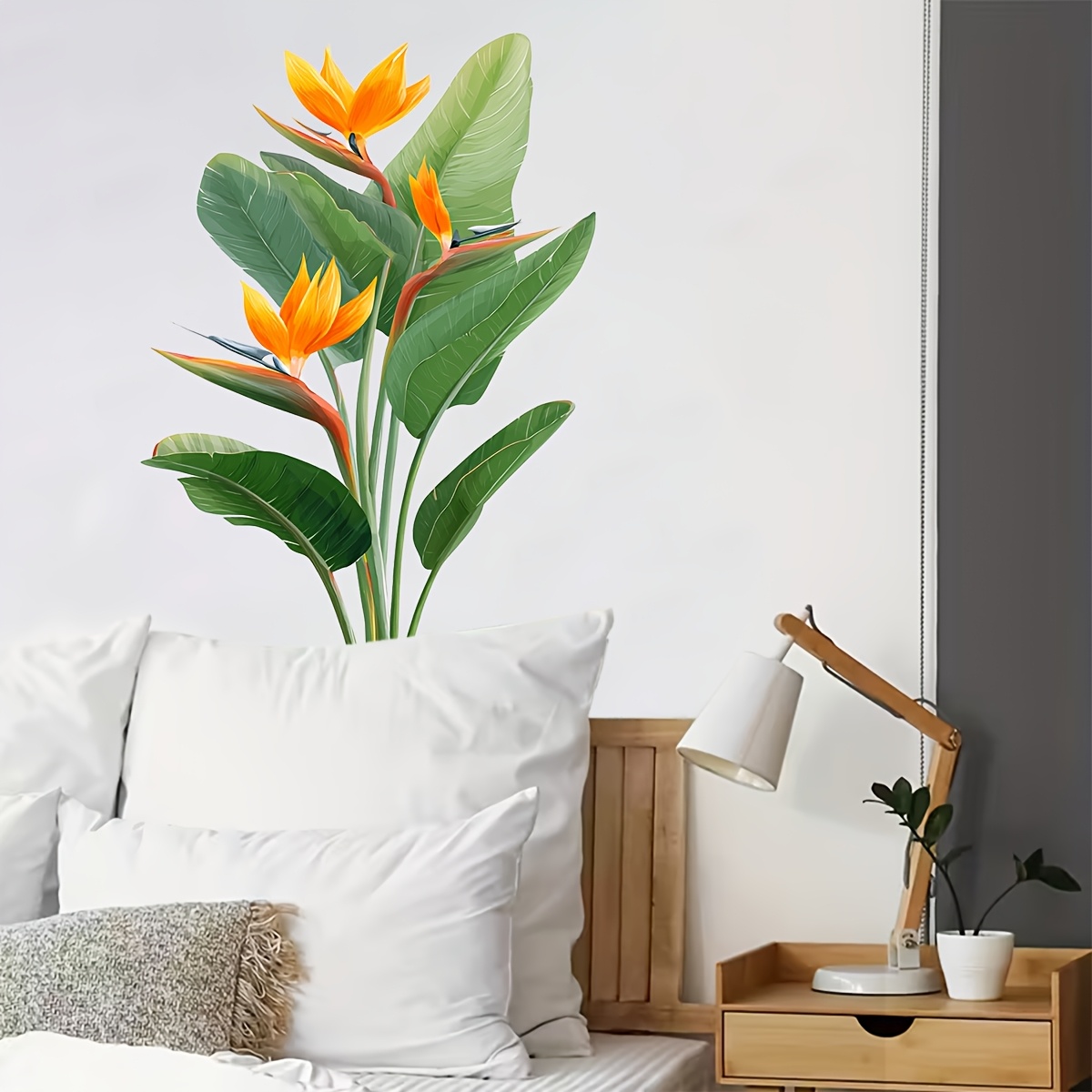 ジャングルリーフウォールステッカー1枚、極楽鳥花植物ステッカ - Furniture Paradise & Hardware Ghaziabad Reviews のレビューと価格