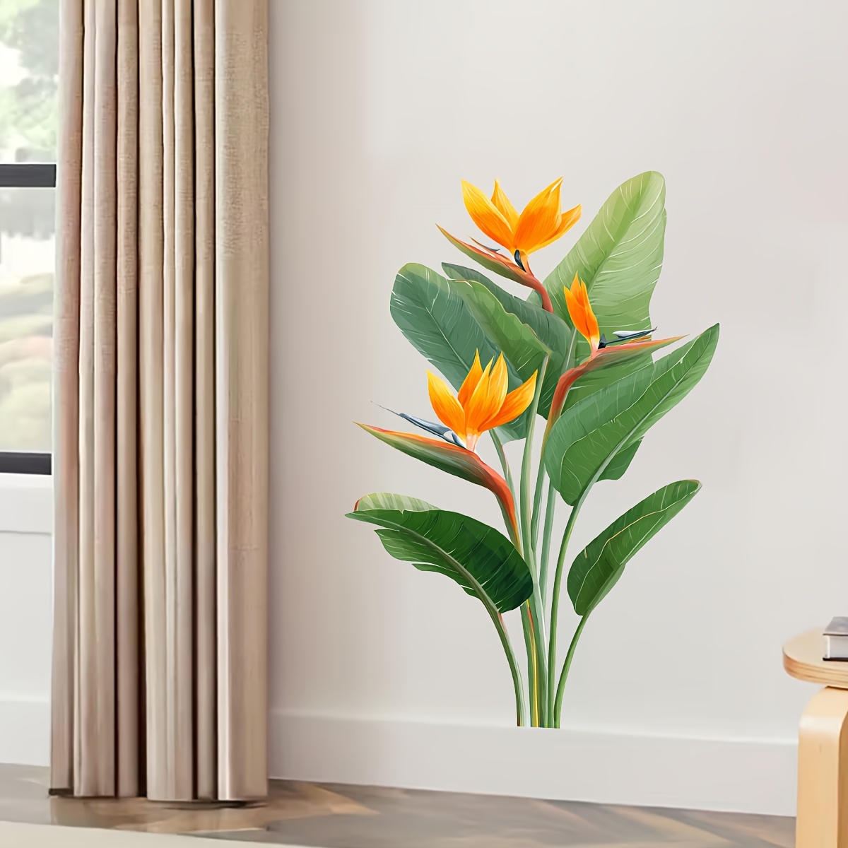 ジャングルリーフウォールステッカー1枚、極楽鳥花植物ステッカ - Furniture Paradise & Hardware Ghaziabad Reviews のレビューと価格
