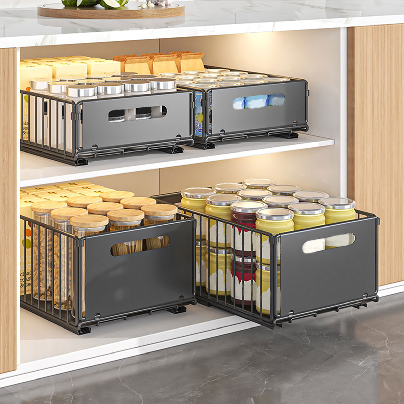 スライドレール付き引き出し式キッチン収納ラック、キャビネット - Drawer Slide Pair のレビューと価格